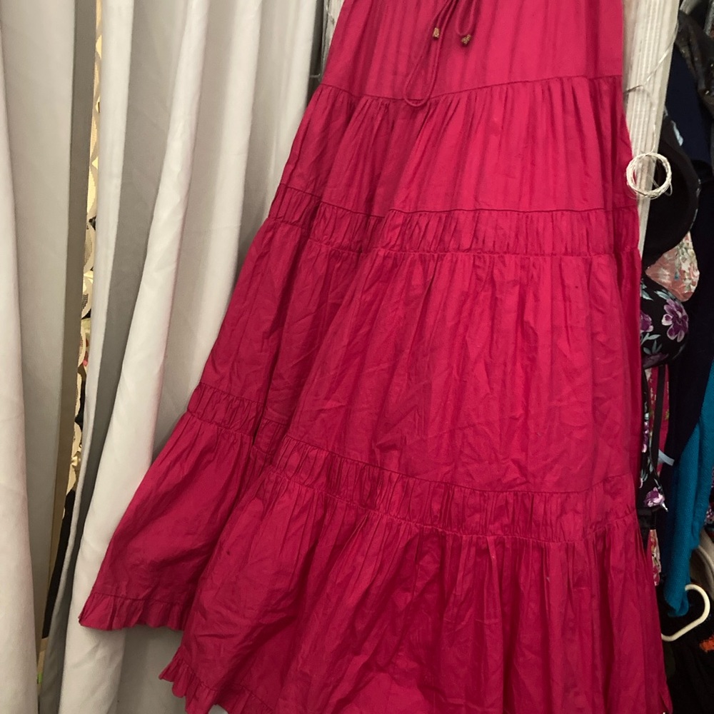 Free People Pink Tiered Maxi Skirt Resort Wear Gorgeous